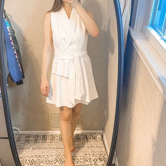 Ted Baker Laraaa Mock Wrap Tiered Mini Dress in White - Picture 1 of 9